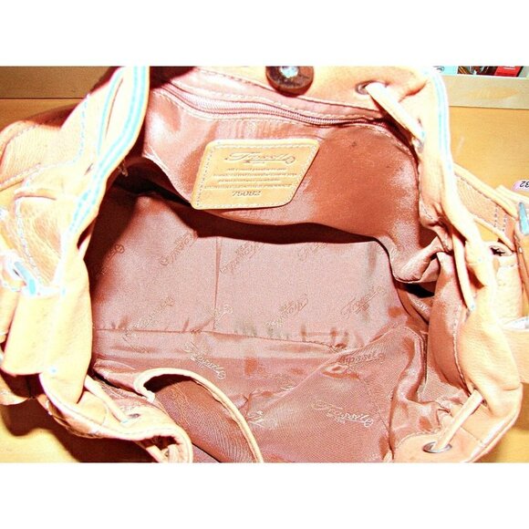 Fossil Womens Brown Leather Adjustable Strap Drawstring Shoulder Handbag Flaw - Picture 5 of 12